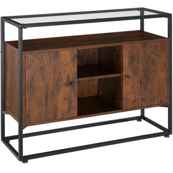 Oldham - Buffet Style Industriel en Bois et Acier Bois foncé