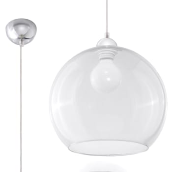 Ball - Hängelampe aus Stahl, Glas, Höhe 120 cm, transparent