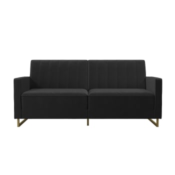 SKYLAR - Sofa cama 3 plazas en vekvet negro