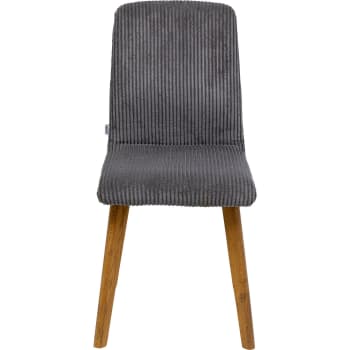 Lara cord - Chaise en polyester côtelé gris et chêne