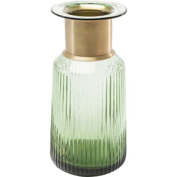 Barfly - Vase en verre vert et laiton H30