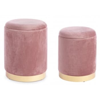 POLINA - Set di 2 pouf contenitore effetto velluto rosa