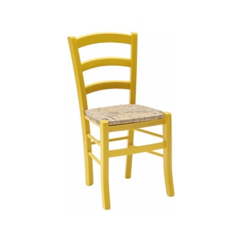 CENISIA - Set di 2 sedie in legno giallo impagliate