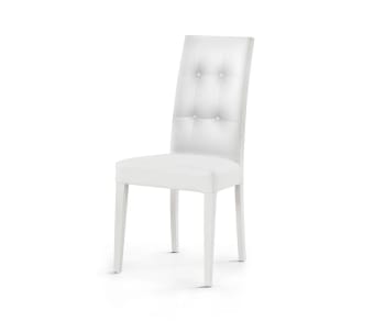 PALMAROLA - Set di 2 sedie in ecopelle bianche con bottoni