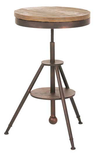 MOKO - Table haute de bar réglable pour 2 personnes bois Bronze