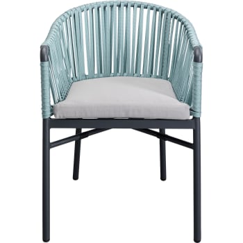 Santanyi - Chaise de jardin en polyéthylène bleu et acier noir