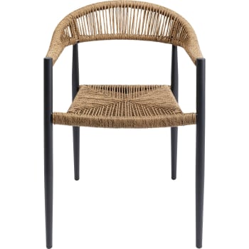 Palma - Chaise de jardin en polyéthylène marron et acier noir