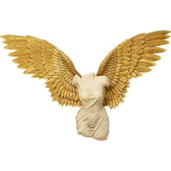 Guardian Angel - Déco murale buste femme ailée polyrésine dorée et blanche L203