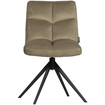 Vinny - Chaise de table pivotant en velours vert