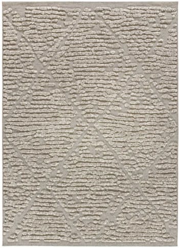 MIRTHA - Alfombra de lana con relieve en beige, 154X230 cm