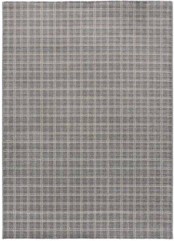SENSATION - Tapis à carreaux avec textures en gris, 080X150 cm