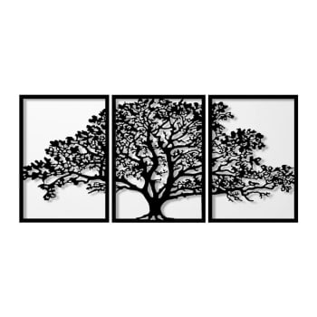 Wanddekoration Triptychon Baum des Lebens aus Metall 126x60cm, schwarz