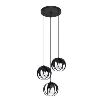 Eglo Lampada a sospensione Cortenova, lampada a sospensione a 1 fiamma con cavo, lampada industriale in acciaio nero, lampada da tavolo da pranzo, lampada da soggiorno sospesa con portalampada E27