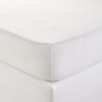 Carlina - Drap Housse en Coton Blanc pur  140x200 cm