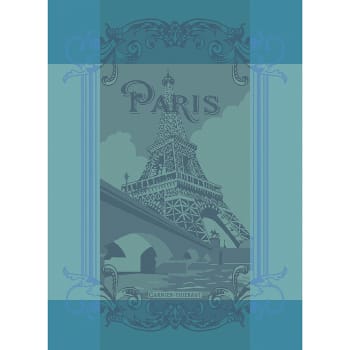 Paris seine turquoise - Torchon  pur coton bleu 56x77