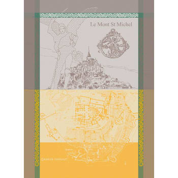 Mont saint michel jaune - Torchon  pur coton jaune 56x77