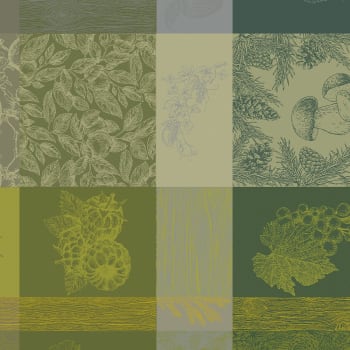 Mille bois d'automne mousse - Serviette  pur coton vert 55x55