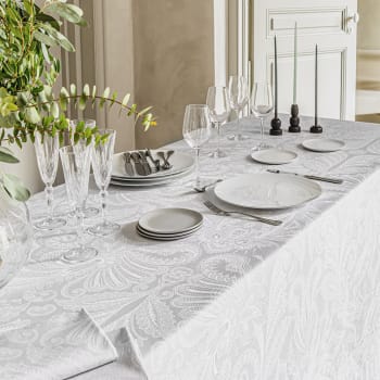 Chemin de table en coton blanc et noir 50x200cm - MEDINE