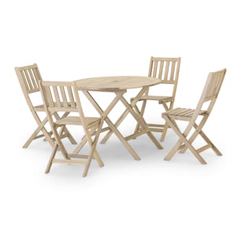 JAVA LIGHT - Ensemble table pliante ronde 90cm + 4 chaises de balcon