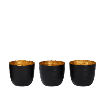 Arras - Teelichthalter aus Metall, schwarz, 7cm