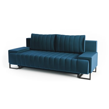 Dreisitzer-Sofa aus Holz in blau