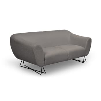 Zweisitzer-Sofa aus Holz in grau