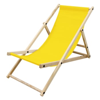 Silla de playa plegable de madera tumbona amarilla de jardín
