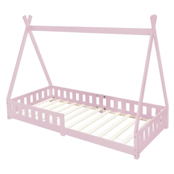 Cama infantil tipi rosa con colchón espuma fría 90x200cm