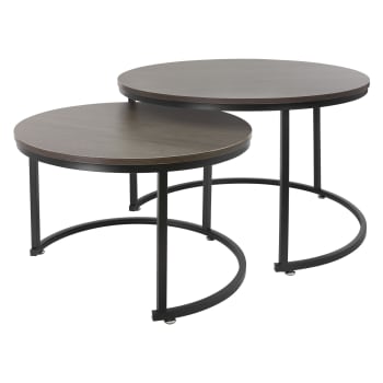 Set di 2 Tavolini da caffè salotto in MDF Ø74x48 / Ø59x40 cm