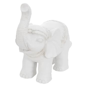 Figura decorativa elefante 36 x 19 x 39 cm blanco de jardín
