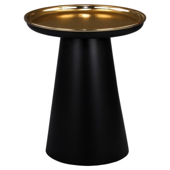 Tavolino da caffè con vassoio in metallo nero opaco/oro