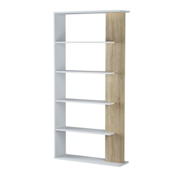 LORAS - Bibliothèque juxtaposable effet bois et blanc - L30 x H188 cm