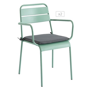 Pantone - Lot de 2 chaises en acier vert menthe