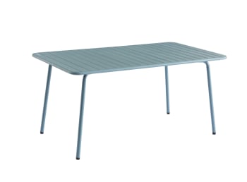 Pantone - Table de jardin en acier bleu givré 160x90 cm