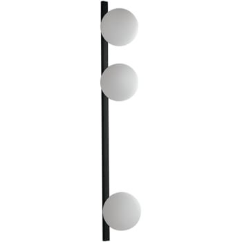 Enoire - Applique in metallo nero con tre diffusori in vetro bianco