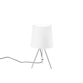 Lampada da tavolo classica in acciaio con paralume plissettato bianco 35 cm - Simplo