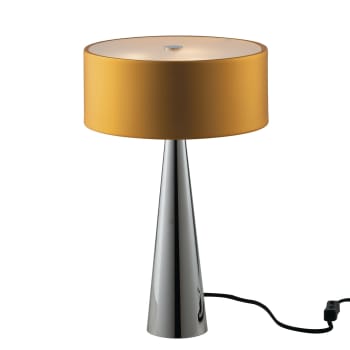 Heminguay - Lámpara de mesa de metal plateado con pantalla de aluminio dorado