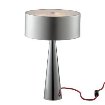 Heminguay - Lámpara de mesa de metal plateado con pantalla de aluminio