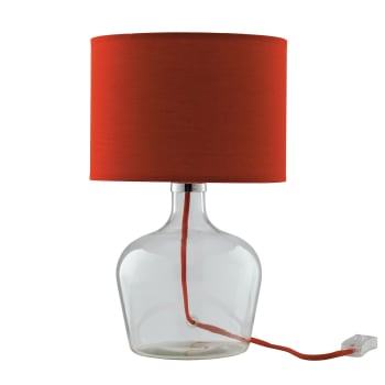 Hendrix - Lámpara de mesa de vidrio con pantalla de tela roja