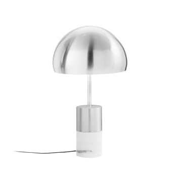 Reality Leuchten Antibes - Lampada Da Tavolo In Metallo Nichel Opaco Con Paralume In Vetro Alabastro Bianco