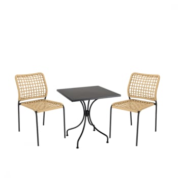 Vianney - Salon de jardin 2 personnes - 1 table carrée 70cm 2 chaises cordage