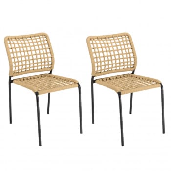 Vianney - Lot de 2 chaises de jardin en cordage tressé beige