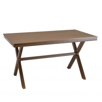 Meda mesa plegable de madera rectangular 140x80 cm para jardín y
