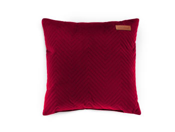 Dona - Coussin en tissu velours rouge 36x36x16cm