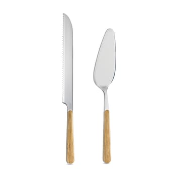 PINO CHIARO - Set coltello e pala torta acciaio inossidabile manico effetto legno