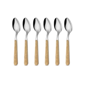PINO CHIARO - Set cucchiaini caffe/te acciaio inossidabile manico effetto legno