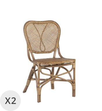 Bistro - Set de 2 chaises en rotin beige