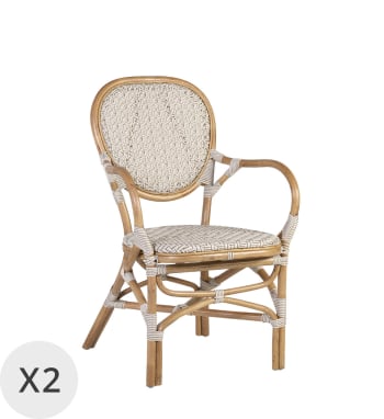 Bistro - Set de 2 fauteuils en rotin blanc