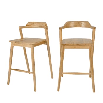 Joko - Lot de 2 chaises de bar en teck H65cm bois