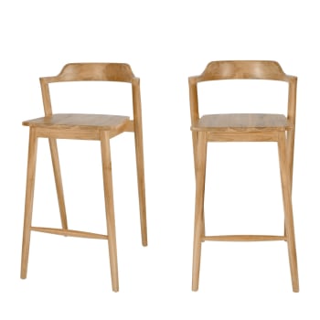 Joko - Lot de 2 chaises de bar en teck H75cm bois